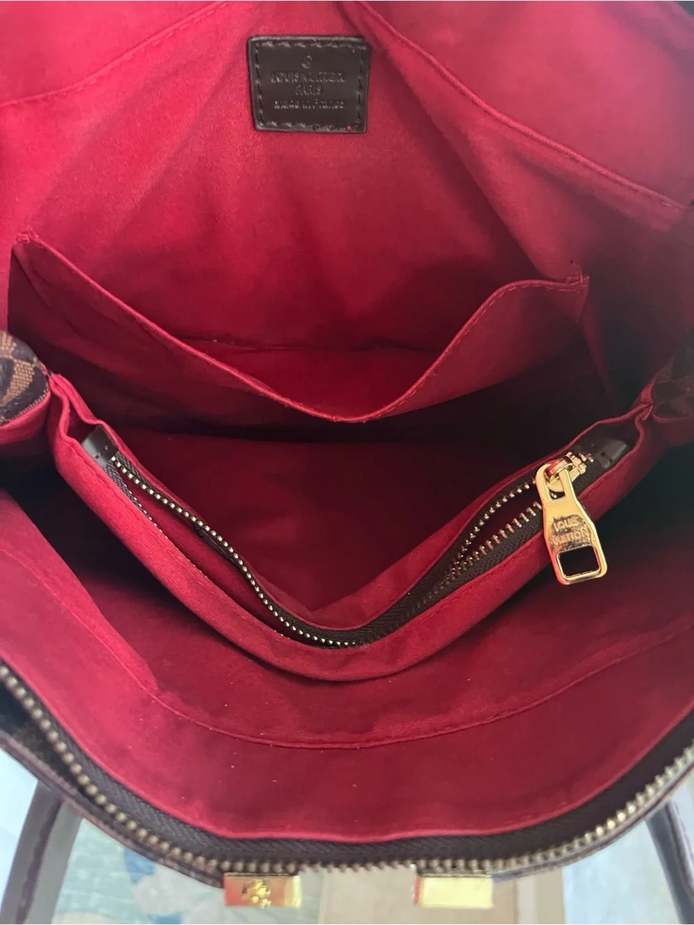 Designer-Inspired Women's Red Tote Bag with Gold Hardware